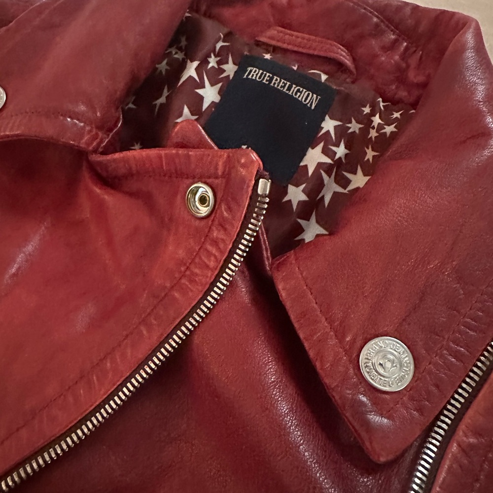True Religion Red Leather Jacket - Picture 7 of 11
